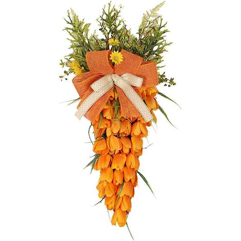 Osterkarotten-Türdekoration, Osterkarottenkranz, Frühlingsdeko, stilvolle künstliche Hängekarotten-Girlande für die Wand, Gartendekoration-No Bunny (1/5)