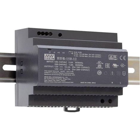 mean well HDR-150-12 alimentación 150 W 12 V para carril DIN