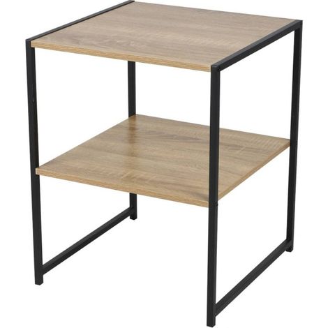 Table de chevet en métal avec 2 niveaux (1/4)