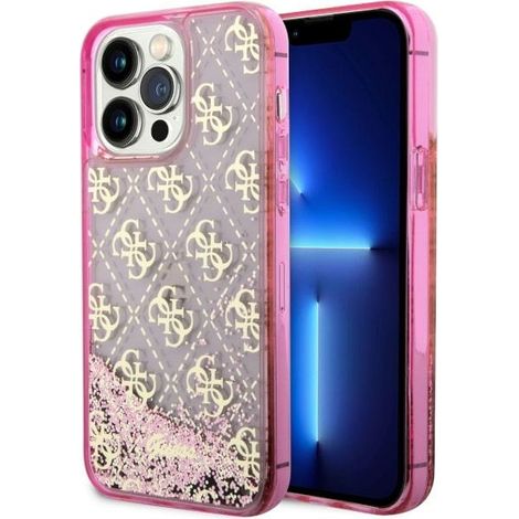 Cover per iPhone 14 Pro Max Guess Liquid Glitter 4G rosa (1/5)