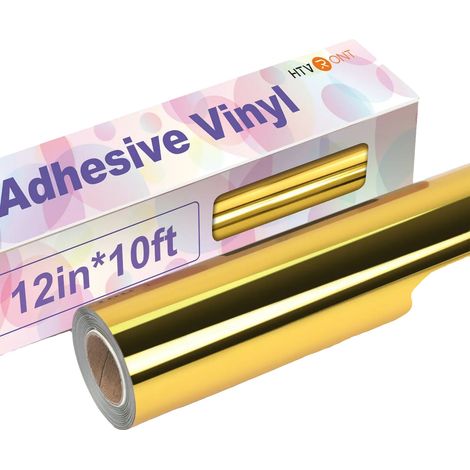 Vinilo adhesivo decorativo, compatible con máquinas de corte para manualidades, color oro metalizado, 30 x 300 cm (12 x 10 pies). (1/2)