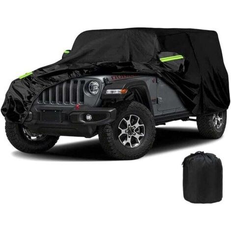 Housse De Protection De Voiture Étanche pour Jeep Wrangler 2 Portes Cj,Yj, Tj & Jk, Couverture De Voiture De Garage Complet De Voiture 210D avec Bretelles Coupe-Vent (Noir, 2 Portes) (1/4)