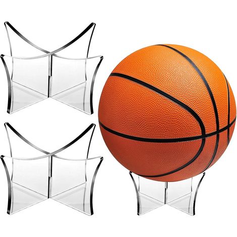 3 supports pour ballons de basket-ball et de football, présentoir en acrylique transparent. (1/5)