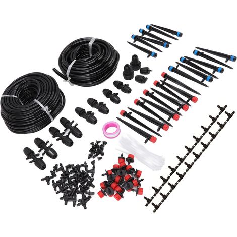 Système d'irrigation goutte à goutte automatique 4/7 pour jardin, 30 m, micro-irrigation, économe en eau, pour serres et serres. (1/5)