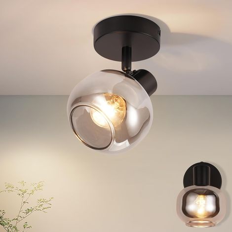 Plafoniera GBLY Faretto da soffitto 1 lampadina LED girare - Nero GU10 Plafoniera Girevole a 355° Faretto da parete Faretto moderno da soffitto Corridoio (Lampadina non inclusa)