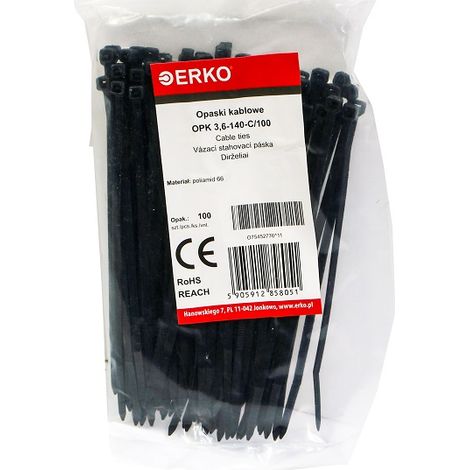 Fascetta nera OPK 140/3.6 confezione da 100 pz ERKO