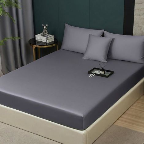 Drap-housse 180x200 1 pièce Satin de coton et lyocell Doux et respirant Pour matelas de 30 cm (1/5)