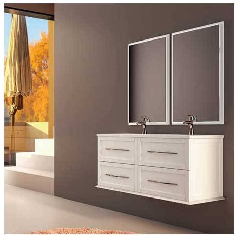 Mobile Bagno Tiffany 120 cm Sospeso Verde Opaco Base 4 Cassettoni Doppio Lavabo in Ceramica (1/5)