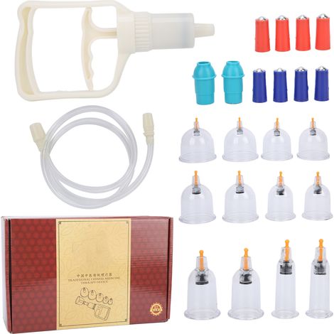 Lot de 12 ventouses thérapie aspiration + pompe manuelle + aiguilles magnétiques (1/5)