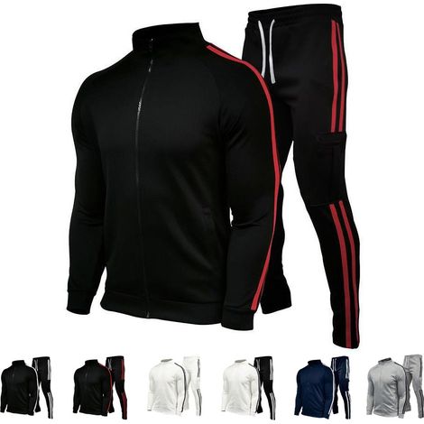 Ensemble de 2 pièces running, survêtement décontracté avec zip et pantalon de jogging, tenue de sport manches longues (1/3)