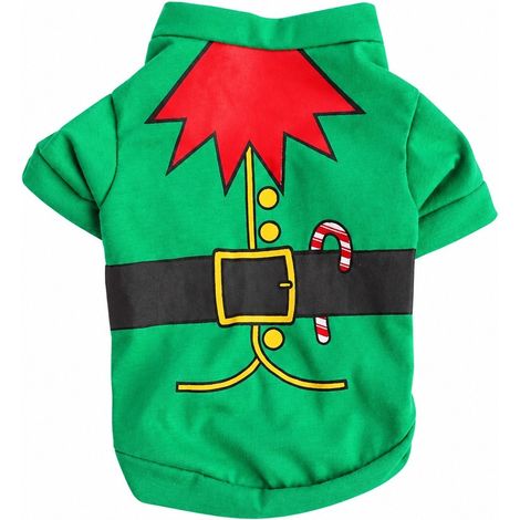 T-shirt de Noël pour chien, vêtements de fête pour animaux de compagnie (Bichon, Poméranien, etc.), tailles XS à M - Ceinture verte de Noël (1/5)
