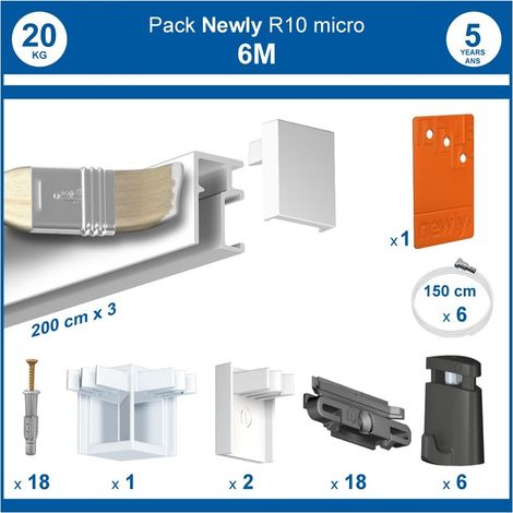 Pack complet 6 mètres cimaise R10 MICRO PERLON couleur Blanc (peut être peint) (1/5)