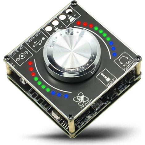 Amplificateur Audio BT5.1 15W Bluetooth 12/24V AUX USB Module Sinilink APP Compatible Carte Ampli Stéréo Lumière LED (1/5)