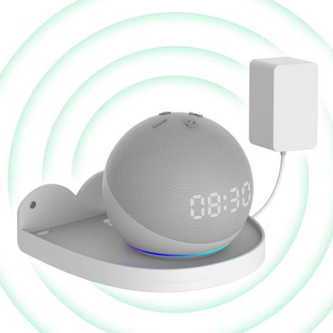 Support de montage pour Echo Dot 4 / Echo Dot 5 avec gestion des câbles intégrée, sans vis, support pour accessoires d'enceintes (Echo Dot 4 / Echo Dot 5, blanc)