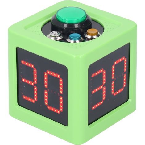 Minuterie Cube 1,4 pouces, chronomètre à compte à rebours numérique 4 côtés pour casinos d'échecs de poker privés, vert (1/5)
