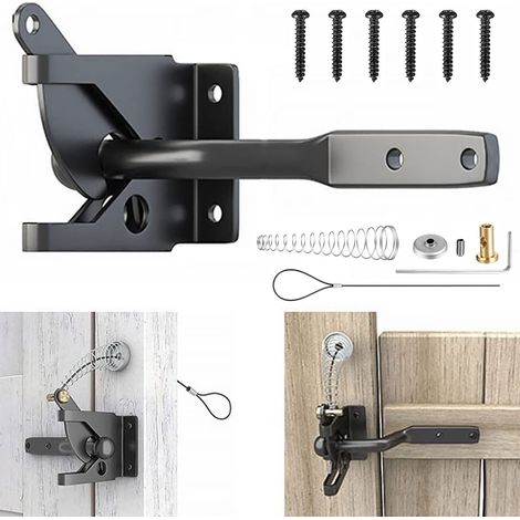 Latch Automatique Pour Portail - Acier Au Carbone - Montage Sur Poteau - Fonctionnement Par Gravité - Pour Portails En Bois Ou Vinyle - 2 Pièces (1/5)