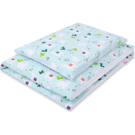 Juego de cama infantil de algodón de 2 piezas 120x90 cm - llamas menta/blanco (1/3)