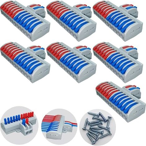 Connection Terminals, Plug-In Chandelier Terminals, 2 in 12 Outputs Quick Electrical Connectors, Compact Wire Connectors for Inlining Circuit (1/5)