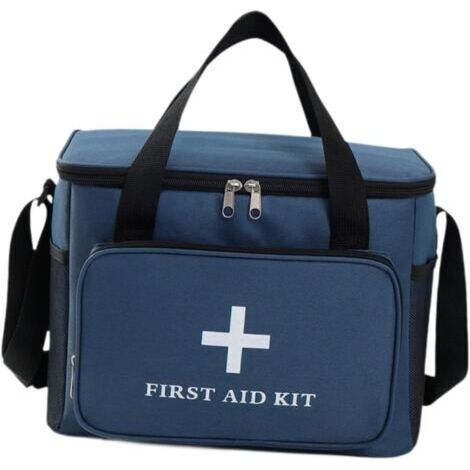 Trousse de premiers secours vide, grande capacité, légère, à plusieurs compartiments, idéale pour les activités de plein air et nautiques, bleue (1/5)