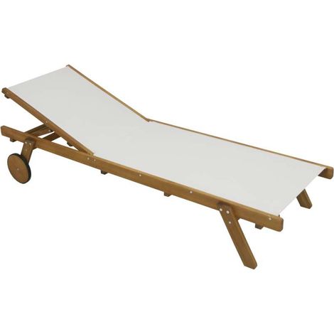 Domo Mea Lettino Sdraio Prendisole da Giardino in Eucalipto e Tela Ecru - 195x71 cm (1/5)