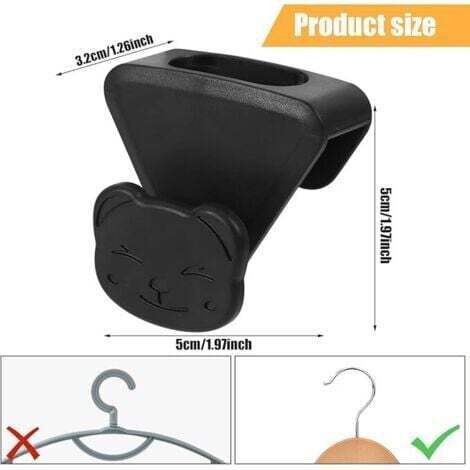 NALOOKAMIC  Noir Crochet Gain de Place pour Cintre, 18 Pcs Mignons Crochet Cintre Gain de Place Gain de Place Robuste Cintre Peu Encombrant pour Sacs à Vêtements Suspendus Placard Maison