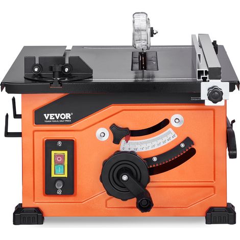 VEVOR 1200 W Sierra de Mesa Portátil de 59 x 46 x 37 cm con Hoja de Sierra de 24 Dientes, Capacidad Máxima de Corte de 225 mm, Velocidad de Corte de 4800 RPM para Carpintería y Fabricación de Muebles