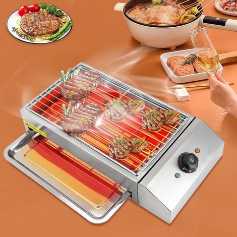 Barbecue de table, barbecue de balcon, barbecue électrique en acier inoxydable double couche, barbecue électrique, jardin, balcon, camping, balcon, fête intérieure (1/5)