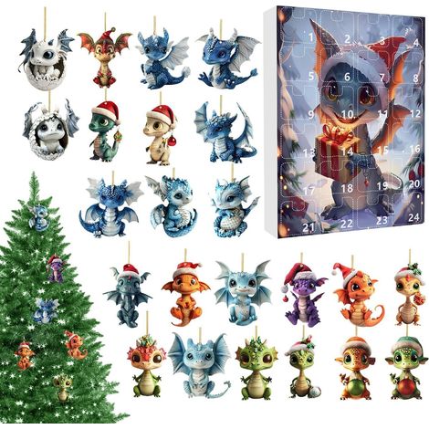 Calendrier de Noël avec ornements de dragon en acrylique 2D (1/5)