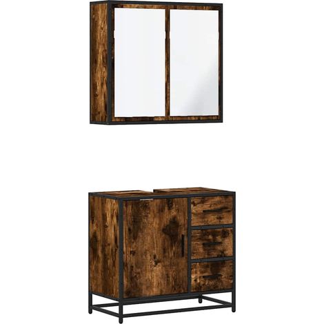 Maison Exclusive - 2-tlg. Badmöbel-Set Räuchereiche Holzwerkstoff