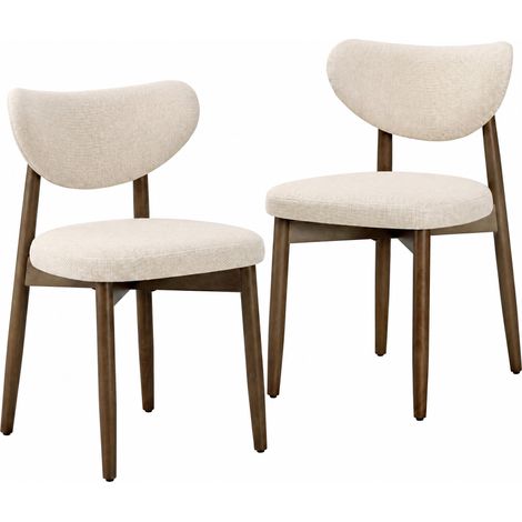 Lot de 2 Chaises de Salle à Manger, Ergonomiques, en Bois Massif, Style Moderne, pour Cuisine, Coiffeuse, Beige (1/5)
