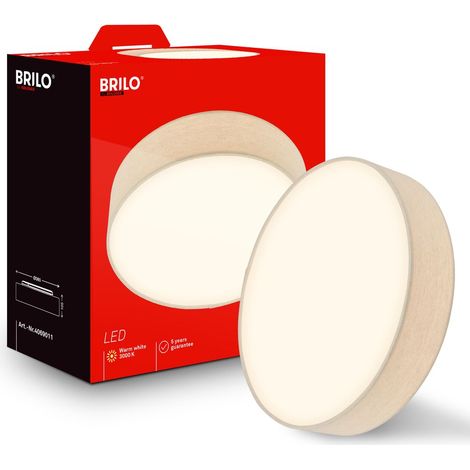 Briloner Plafonnier LED abat-jour en tissu Ø38x10,5 cm rond 24W 2600lm 3 000K blanc chaud beige - Lustre salon chambre cuisine couloir (1/5)