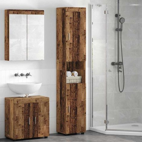 Bathroom Cabinet with Storage TULUM Old wood 37 x 31.5 x 203 cm vidaXL (1/5)