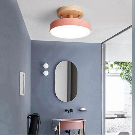 Moderne rosa LED-Deckenleuchte im skandinavischen Stil, hölzerne Innenleuchte für Küche, Wohnzimmer, Schlafzimmer oder Badezimmer. (1/5)