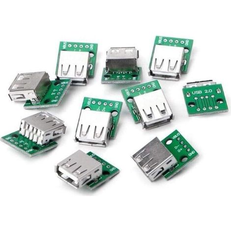 Lot de 10 adaptateurs USB 2.0 femelles DIP à 4 broches, connecteurs droits, soudés, pour téléphone portable - 03 (1/5)