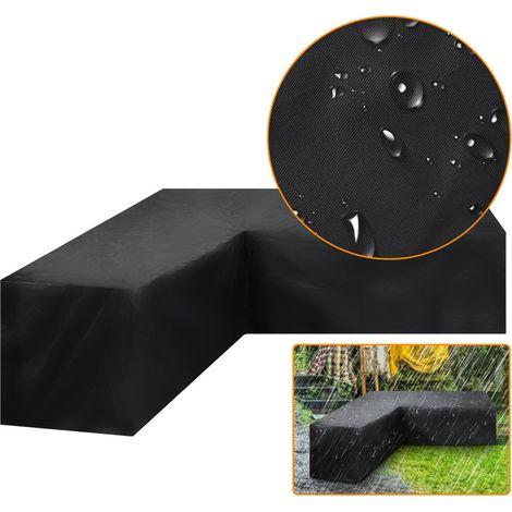 Housse imperméable d'angle en L pour canapé d'angle en rotin de jardin ou de terrasse, idéale pour l'extérieur. (1/5)