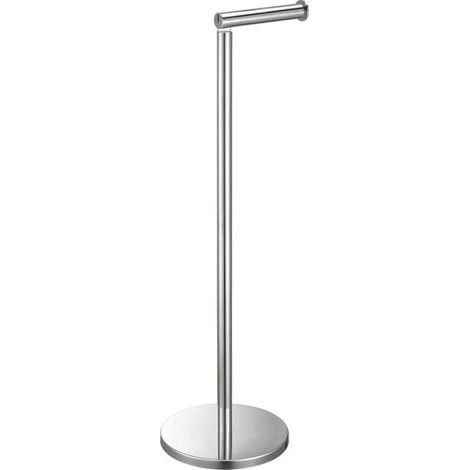 Support Papier Toilette,Porte Papier Toilette sur Pied 2en1 avec Socle Robuste,16 x16 x55cm, Acier Inoxydable chromée