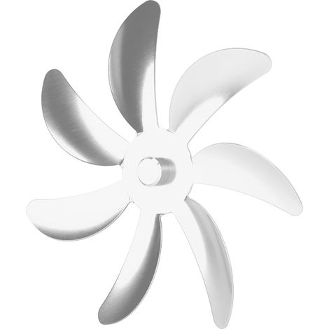 Pale de soufflerie de poêle en alliage d'aluminium 7 ailettes remplacement universel facile à monter pour ventilateur de cheminée argent (1/5)
