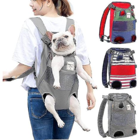 Sac à dos pour chien avec sac de transport réglable, poids max. 12 kg, rayé (1/4)