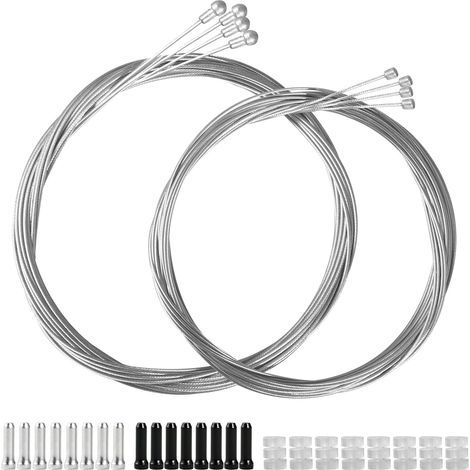 Set de Câble de Frein Vélo pour Shimano SRAM. Kit de Câbles de Dérailleur Universel. Gaine Frein. Ensemble Universel avec 16 Embouts & 8 Clips Isolants. Accessoires de Rechange pour VTT Vélo de Route (1/5)
