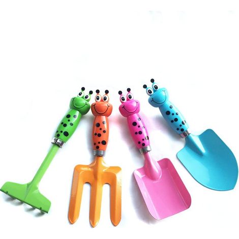 Outils De Jardinage 4pcs Set Garden Harrow Pelle Rake Rake For Fleur Pot Maintenance Des Plantes Outils À Main Pour Enfants (1/5)