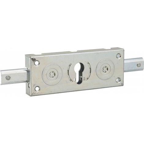 Serratura a cilindro per saracinesca in metallo, 2 catenacci laterali, asse 80mm, 160x60mm, zincato - THIRARD
