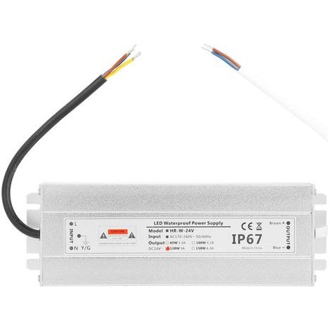 Alimentation LED 24 V 5 A IP67 – Transformateur étanche 120 W pour ruban lumineux, usage intérieur/extérieur (1/5)