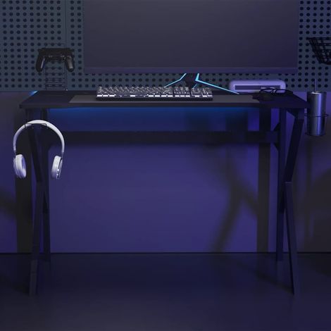 Gaming-Schreibtisch mit K-Gestell Schwarz und Rot 110x60x75 cm