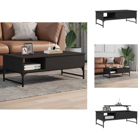 Table basse noir 100x50x35 cm bois d'ingénierie et métal - Table Basse - Meuble Salon - Table D'appoint - Table Design - Table Noire (1/5)