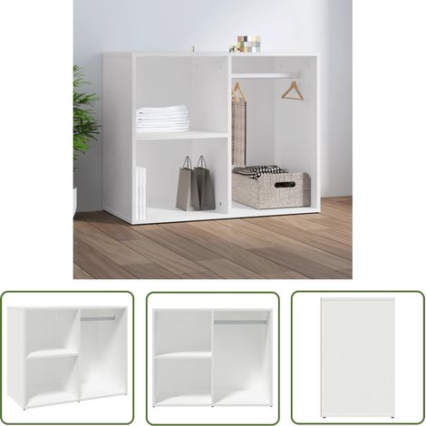 The Living Store Armoire de dressing Blanc 80x40x65 cm Bois d'ingénierie - Armoire De Dressing - Meuble Rangement - Placard - Commode - Espace Rangement (1/5)