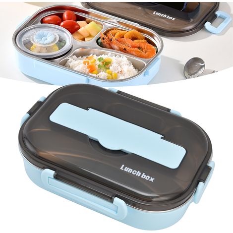Boîte Repas Isotherme avec Plateau Amovible, Conservation de la Chaleur, Léger et Portable, Plastique Alimentaire Bleu