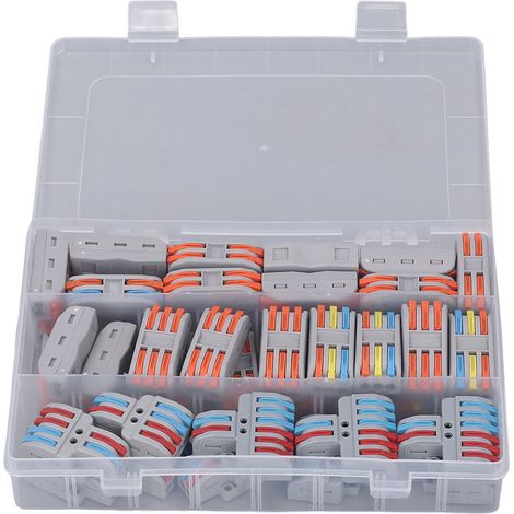 Connecteur électrique 46 pièces, raccord de câble à levier, connecteur conducteur 4 types pour fil 0,2-4,0mm², domino rapide, serre-fil automatique, kit de jonction (1/5)