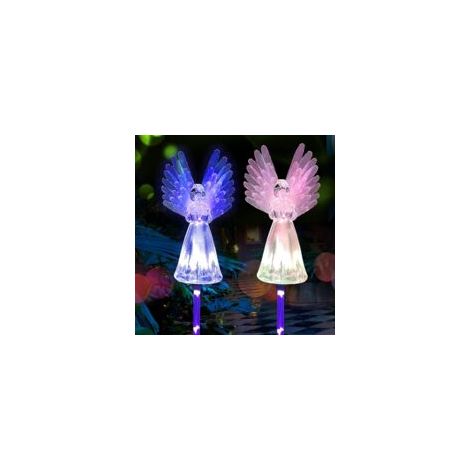 Crezuo - Luci solari a LED multicolore a forma di angelo per giardino esterno
