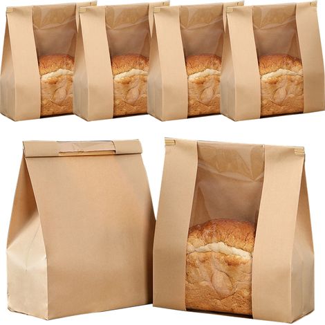 Sacs à pain en papier Baodeli pour pain maison, sachets de cuisson avec fenêtre, lot de 100 pièces, 100 unités (1/5)
