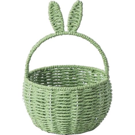 Panier de Pâques avec lapin, paniers de Pâques pour enfants, paniers de Pâques en osier avec anse en forme d'oreilles de lapin, panier tressé pour dem (1/5)